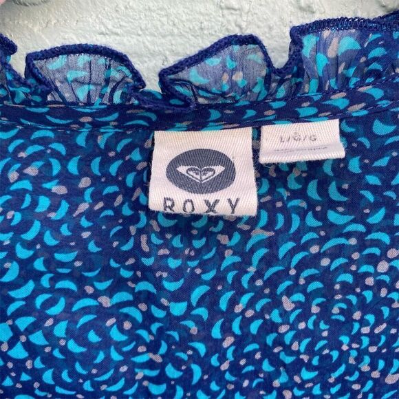 Roxy Women's Long Sleeve Chiffon Peasant Top Royal Blue Size L Bohemian Casual - Picture 10 of 12